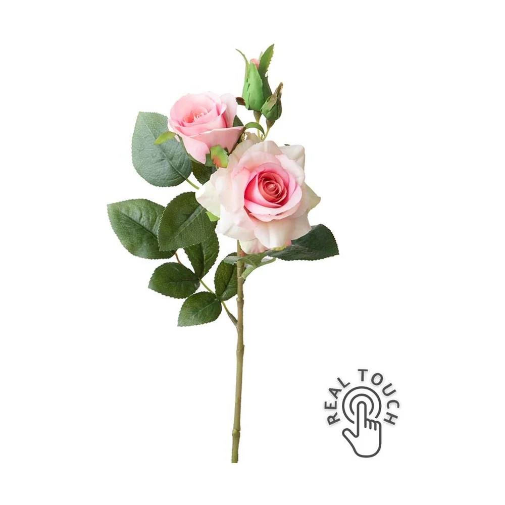 Rózsa művirág 38 cm halvány pink Real Touch "Rose"