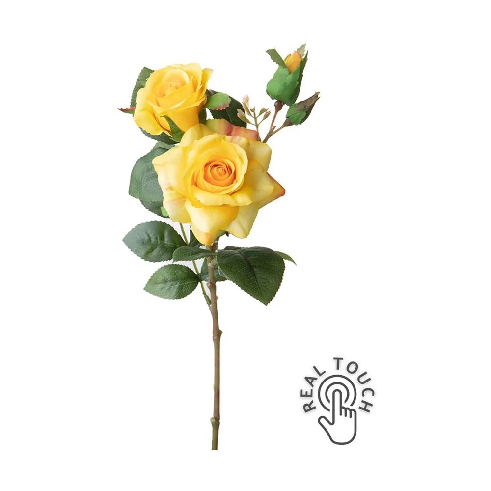 Rózsa művirág 38 cm sárga Real Touch "Rose"