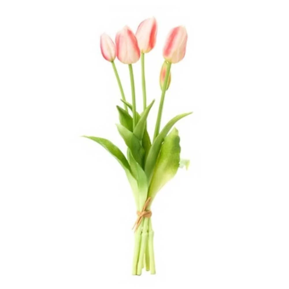 Művirág Tulipán csokor 5 db-os 40 cm fehér-fukszia