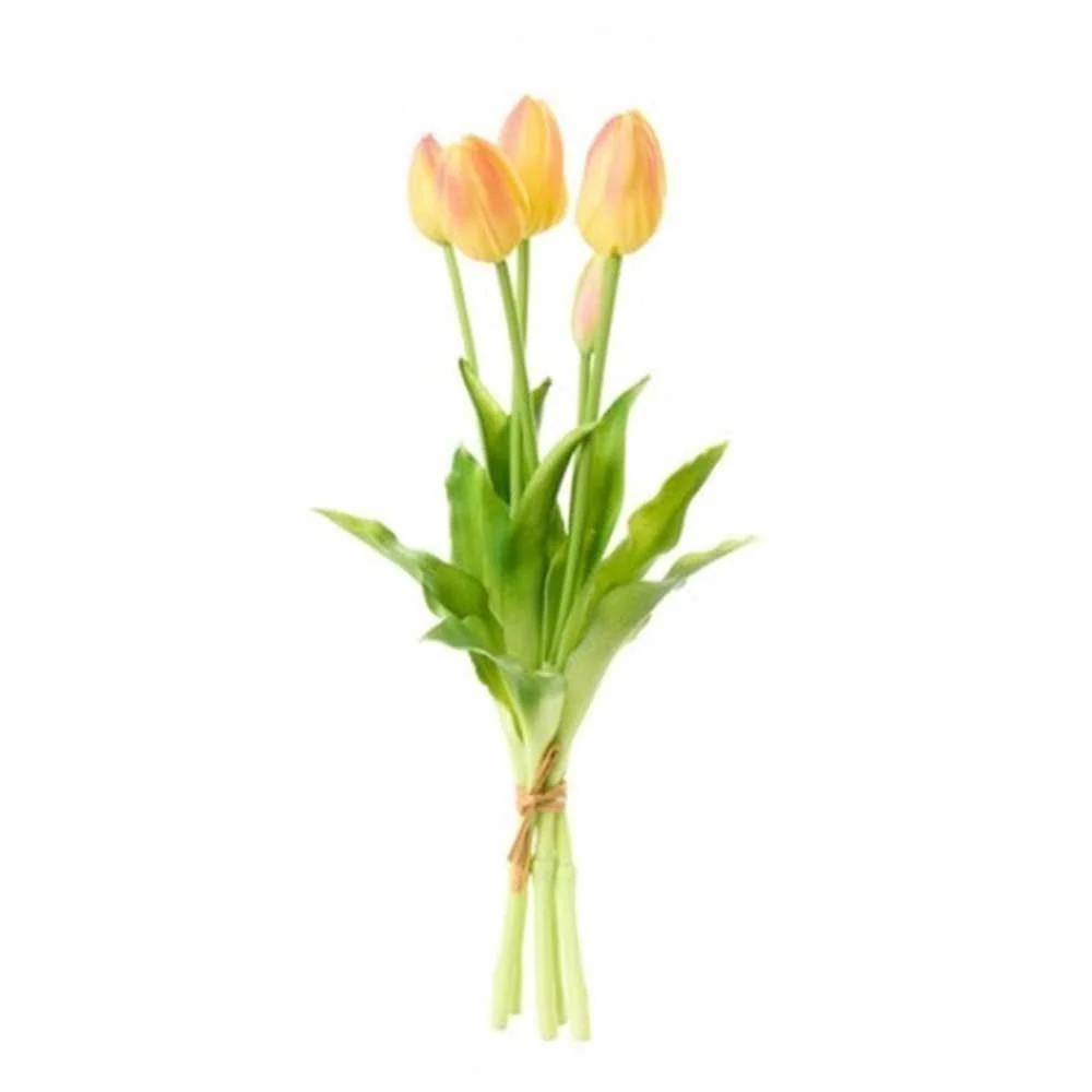 Művirág Tulipán csokor 5 db-os 40 cm rózsaszín sárga