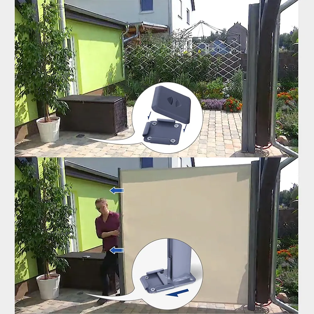 SONGMICS oldalsó rolós árnyékoló, kihúzható napellenző 200x350cm bézs