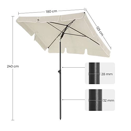 Téglalap alakú balkon napernyő 180 x 125 cm, bézs