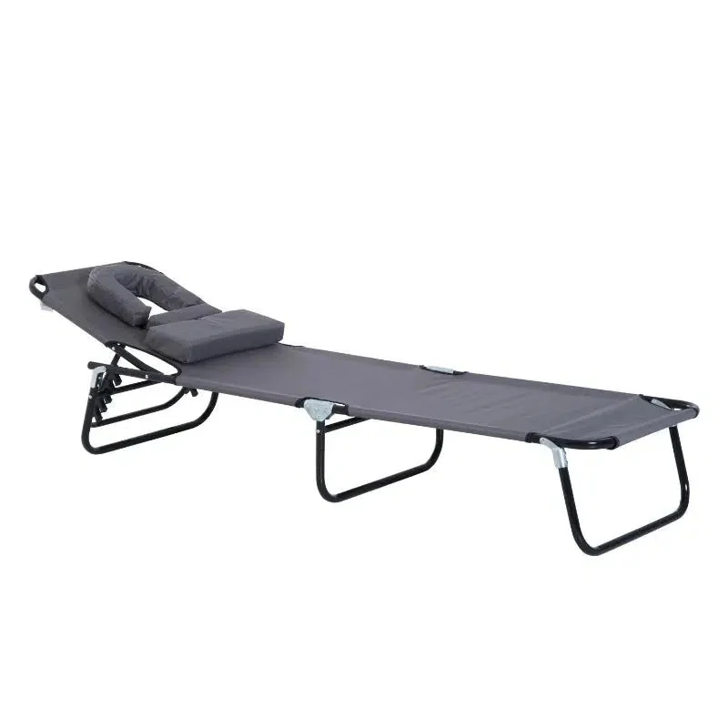 Outsunny napozóágy, relax nyugágy 190x56x28 cm, szürke