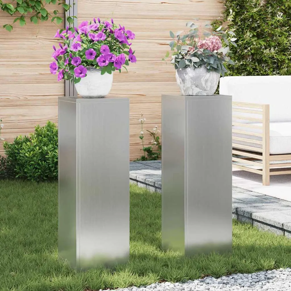 vidaXL Növényállvány 2 pcs Ezüst 24 x 24 x 75 cm Horganyzott acél
