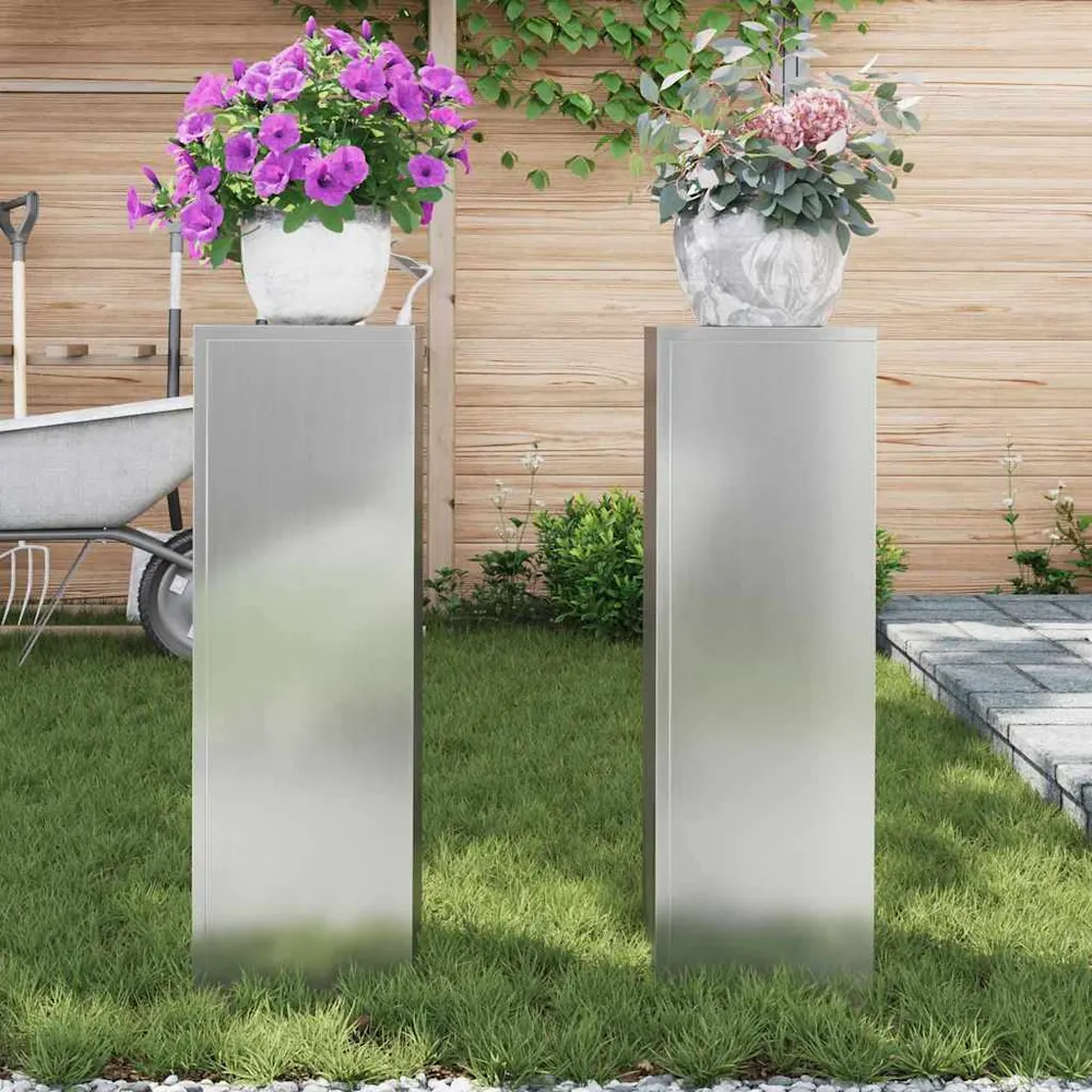 vidaXL Növényállvány 2 pcs Ezüst 24 x 24 x 75 cm Horganyzott acél