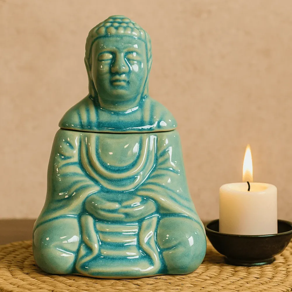Buddha olajégő ülő kék
