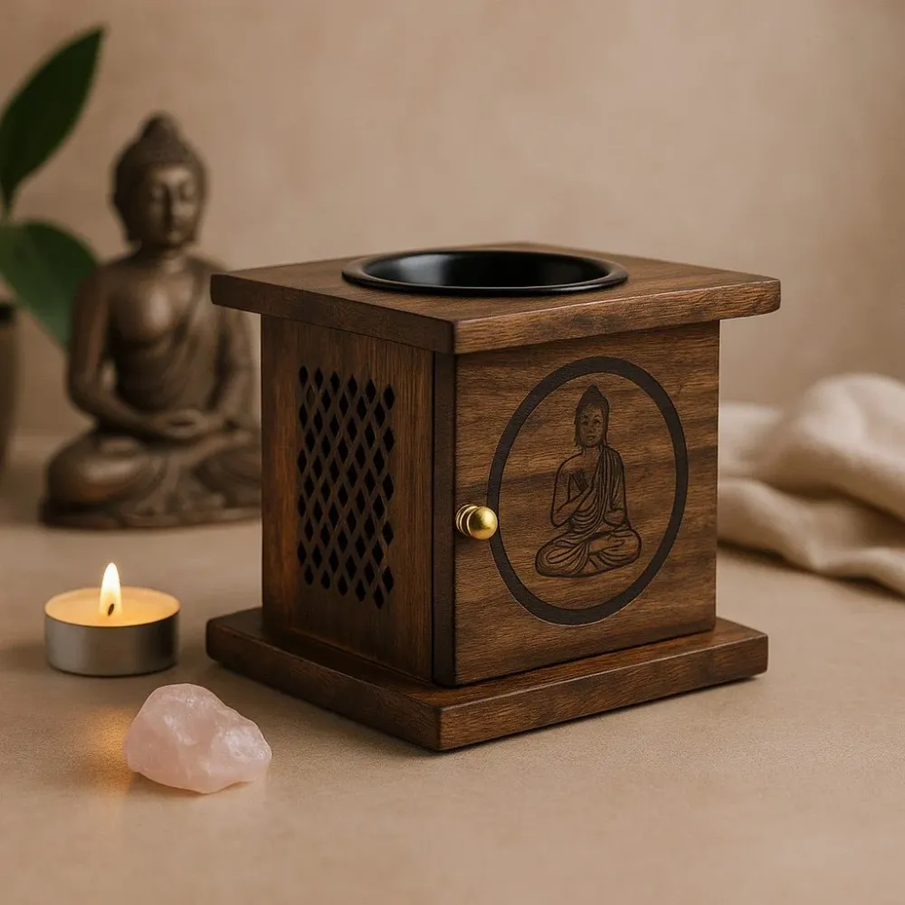 Olaj- és viaszolvadék párologtató, mangófa Buddha
