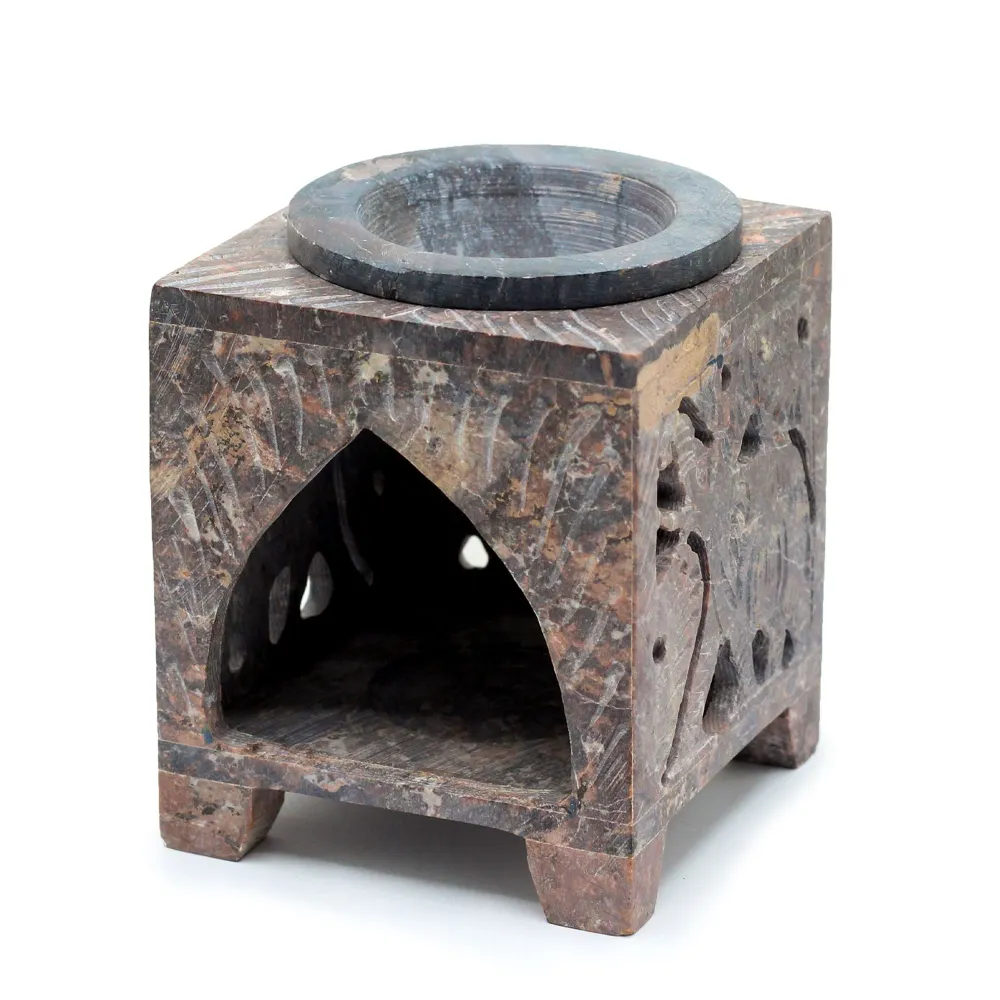 Szappankő olaj- és viaszolvadék párologtató elefánt 10x7.5cm