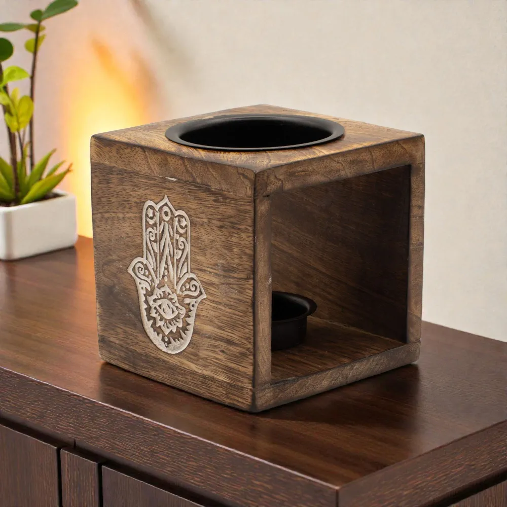 Négyzet alakú mangófa olajégő – Hamsa