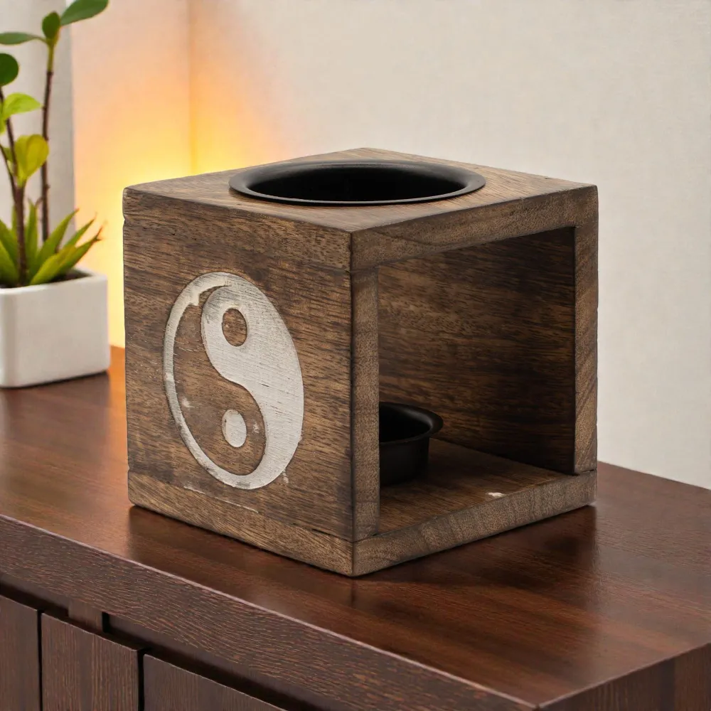 Négyzet alakú mangófa olajégő – Yin Yang