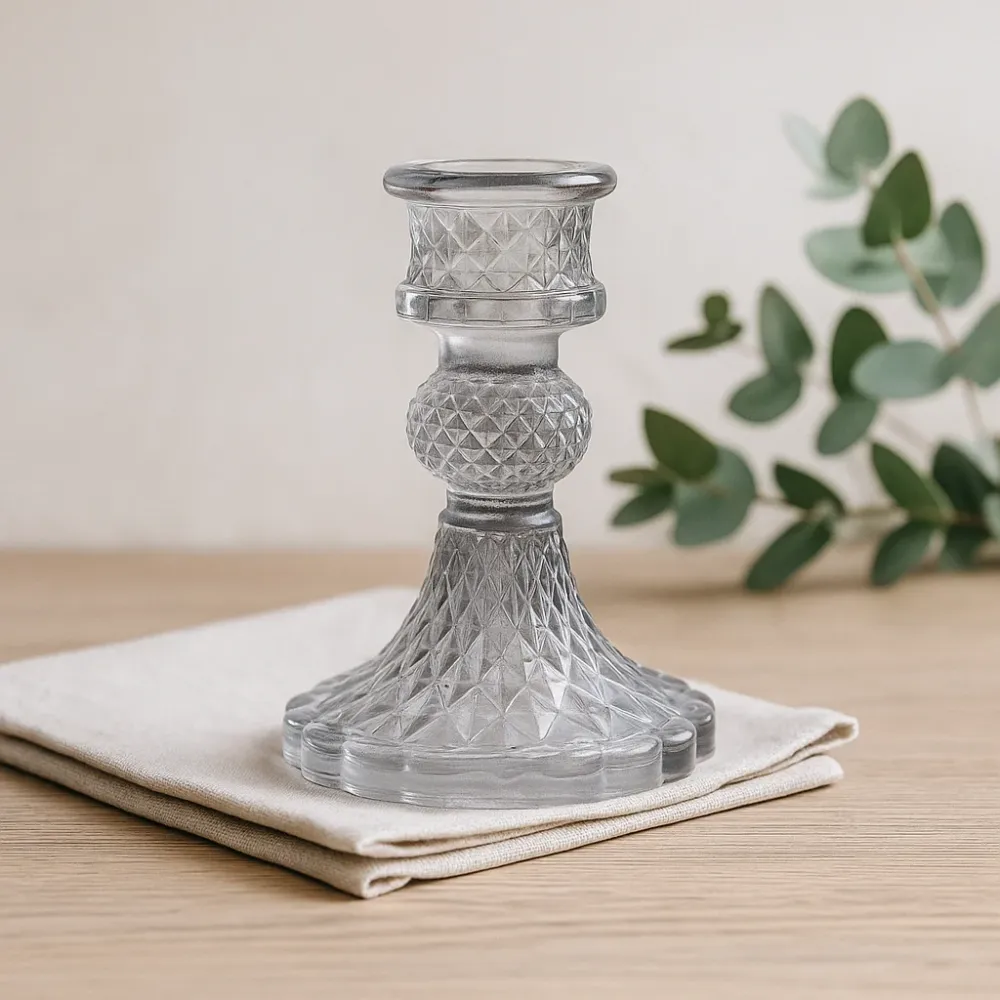 Gyertyatartó készlet vintage éjfekete, 2 darab
