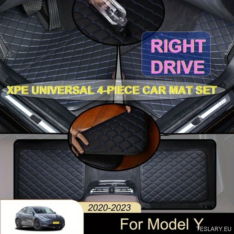4db set XPE autó padlószőnyegek, háromrétegű, csúcskategóriás minőségű, univerzális, Tesla Y 2020-2025 modellhez, jobb old...