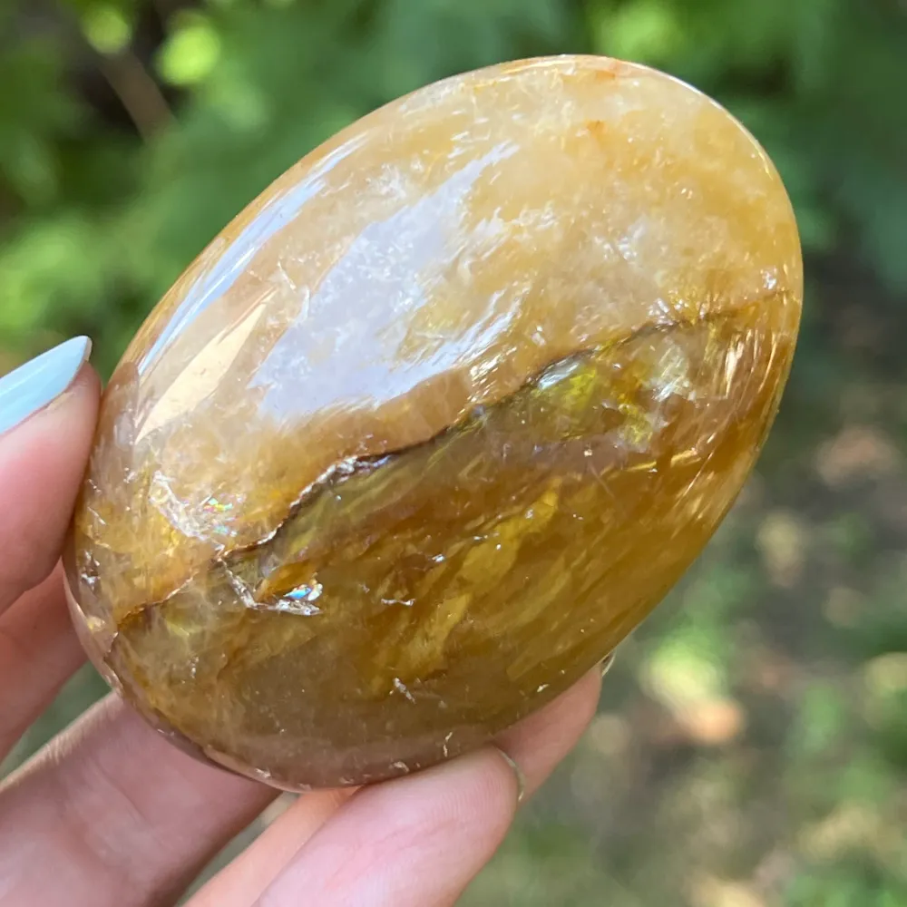 Citrom kvarc palmstone, 2. modell, Golden Healer
