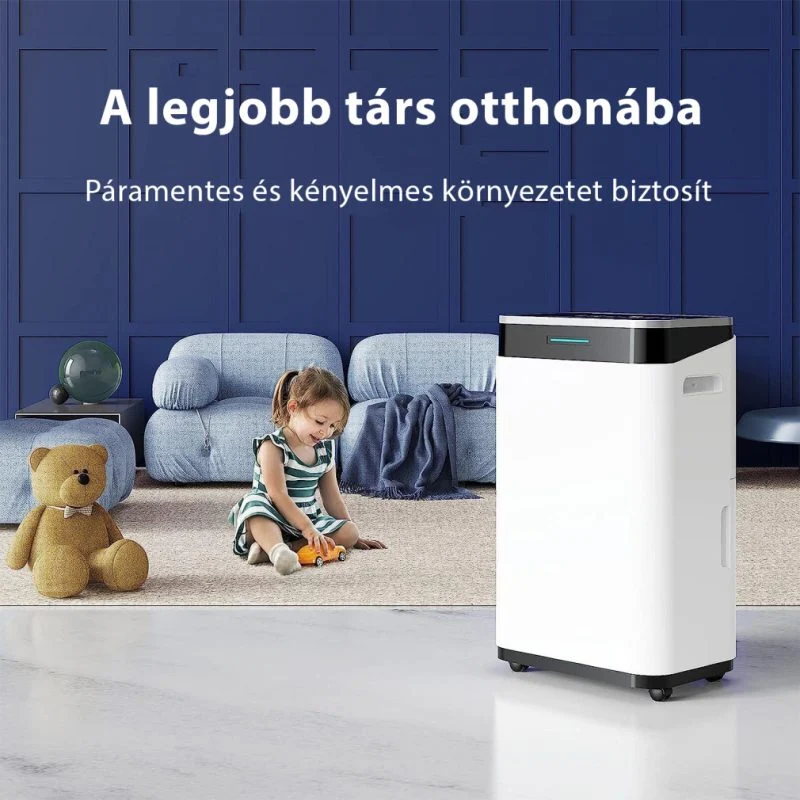 HOMEFORT HPMS20W Páramentesítő, 20 L/nap, Digitális kijelző, Gyerekzár, Időzítő, 6,5 L tartály, Telítettségjelző, Zajszint...