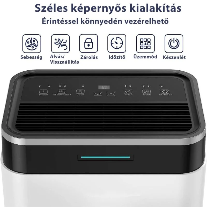 HOMEFORT HPMS20W Páramentesítő, 20 L/nap, Digitális kijelző, Gyerekzár, Időzítő, 6,5 L tartály, Telítettségjelző, Zajszint...