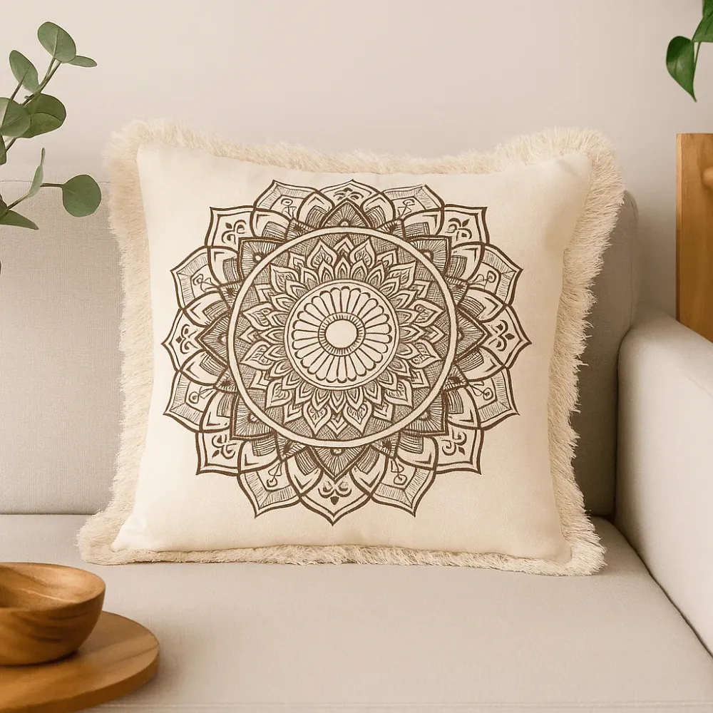 Pamut párnahuzat lótusz mandala 60x60 cm bronz