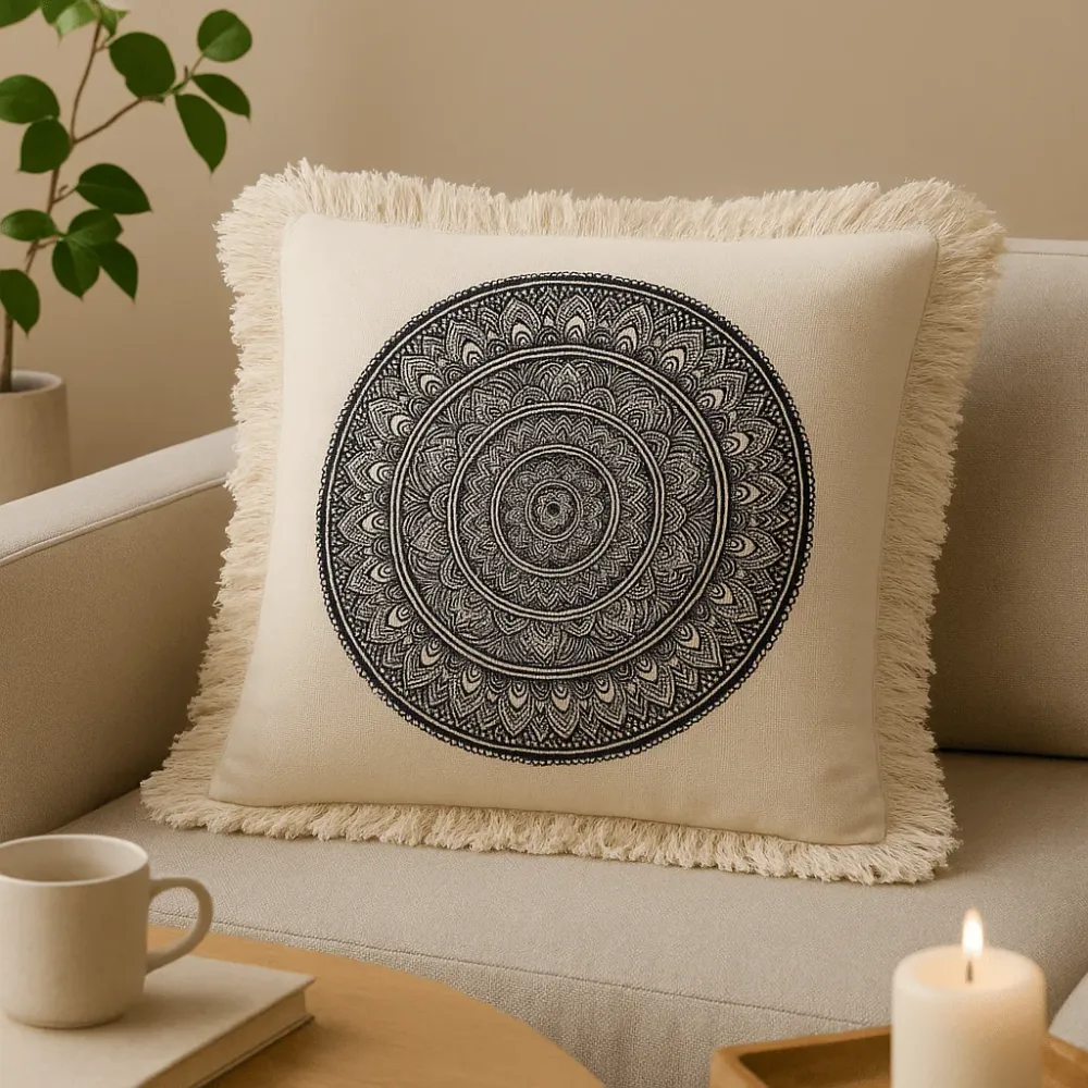 Párna Fekete Mandala 60x60 cm