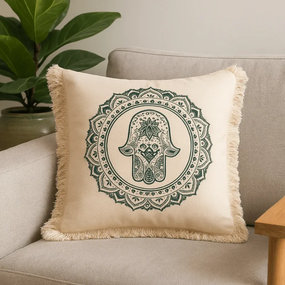 Párna Zöld Hamsa Mandala 45x45 cm