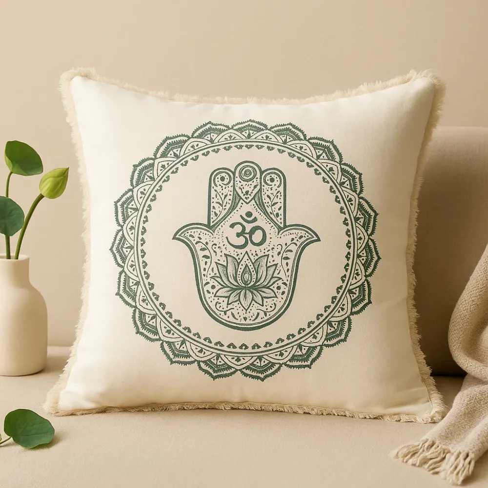 Párnahuzat Hamsa Mandala 60x60cm Zöld