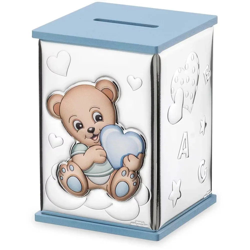 Szuverén ezüst laminált Bear malacpersely W21124 C
