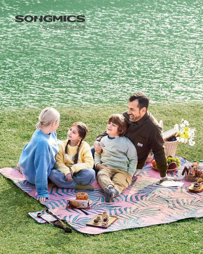 piknik takaró, strand pléd 200 x 200 cm, páfrányminta és rózsa