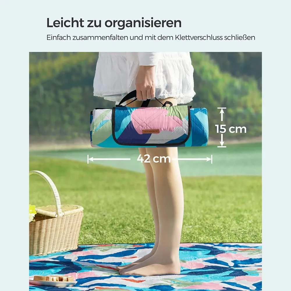 Piknik takaró, strand szőnyeg 200 x 150 cm, színes levelek minta