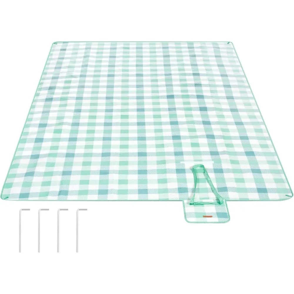 Pikniktakaró, strand szőnyeg 300 x 200 cm, vízálló, összecsukható és hordozható, zöld-fehér
