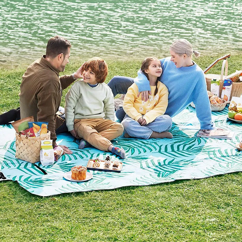 XXL vízálló Pikniktakaró, strand szőnyeg300 x 200 cm, trópusi mintával