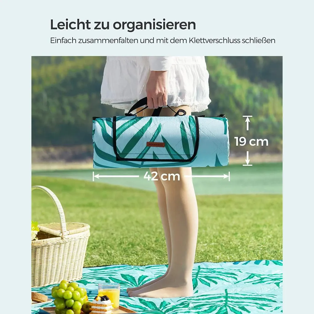 XXL vízálló Pikniktakaró, strand szőnyeg300 x 200 cm, trópusi mintával
