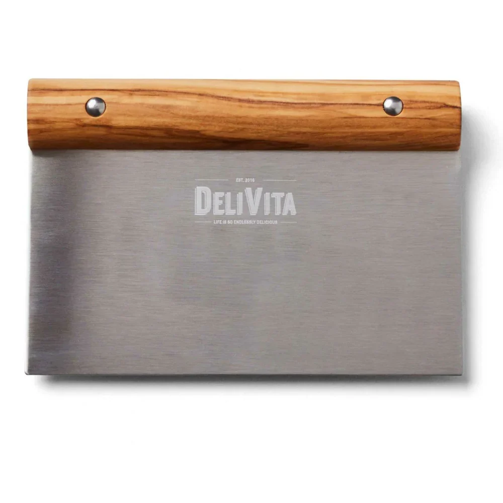 DeliVita tésztavágó spatula – 15 cm acélpenge, kézműves olajfa nyél