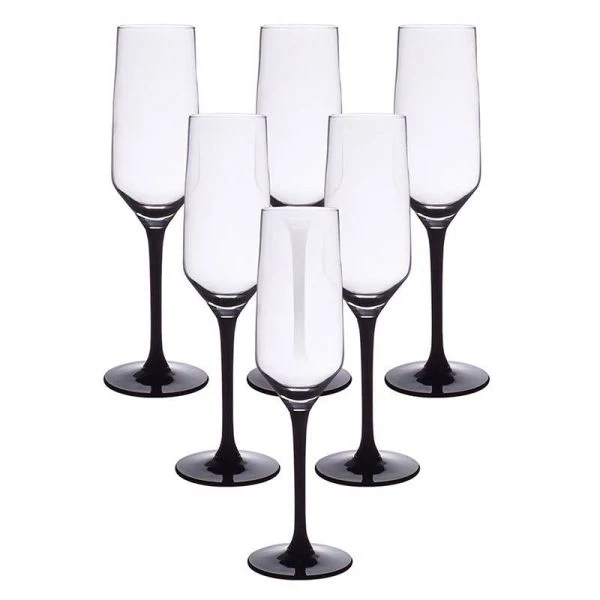 Rubin Black pezsgőspohár készlet - 6 darabos 220 ml