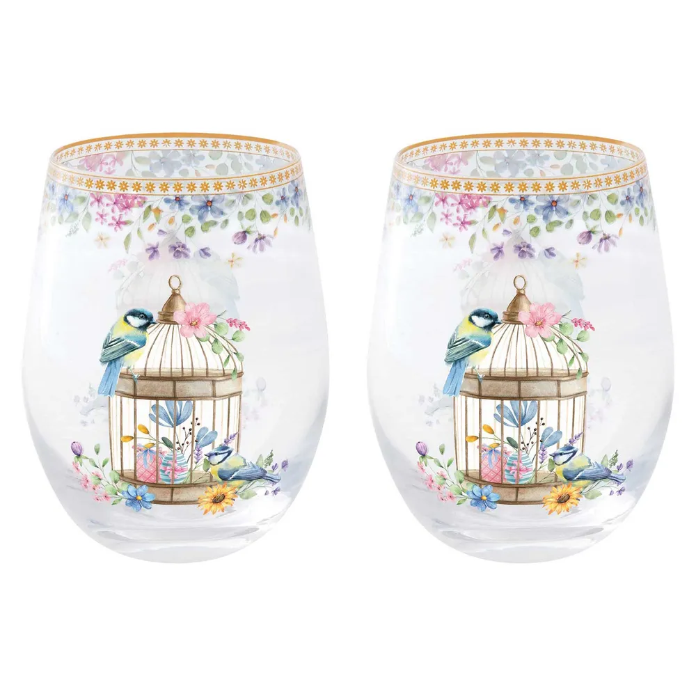 Spring Bloom húsvéti üveg vizes pohár 500ml 2db-os szett dobozban
