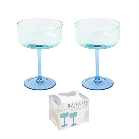 Kék színes pezsgős üveg pohár 2 db szett 300 ml