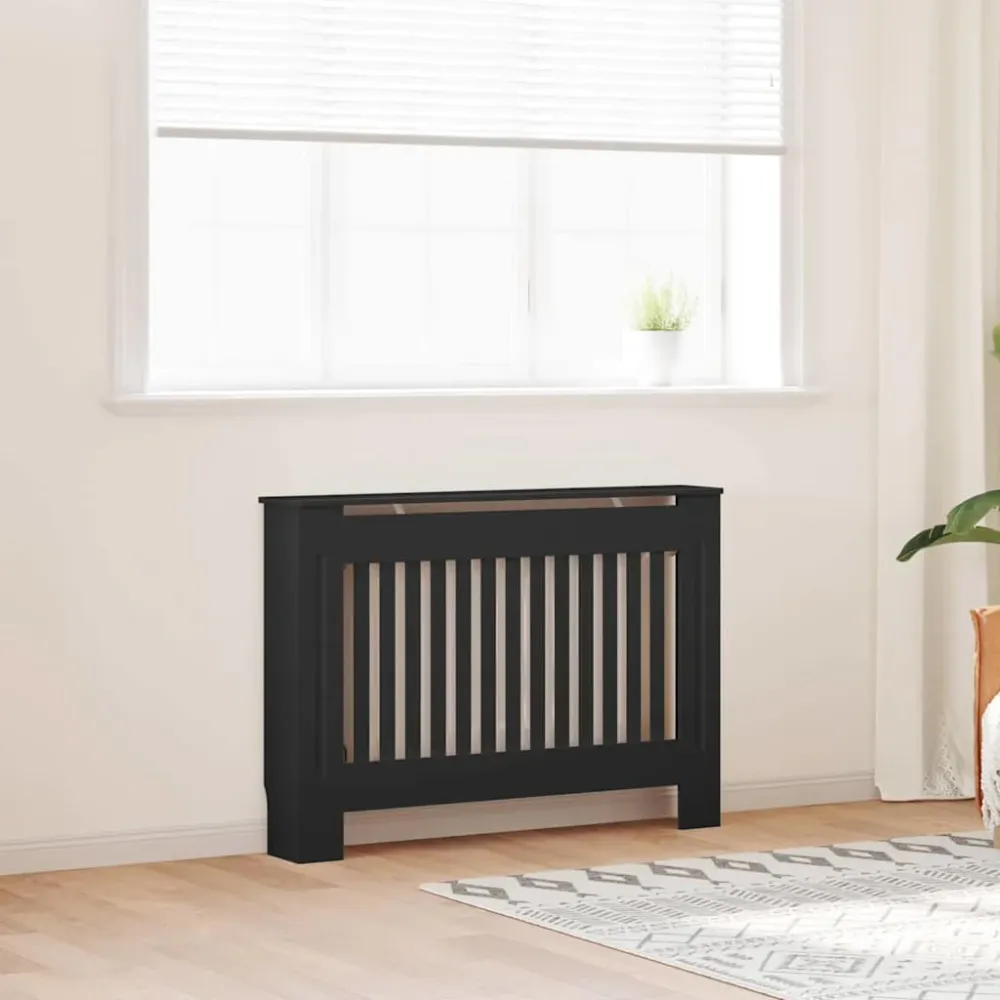 vidaXL Radiátor fedezék 2 pcs Fekete 112 x 19 x 81,5cm Faanyag