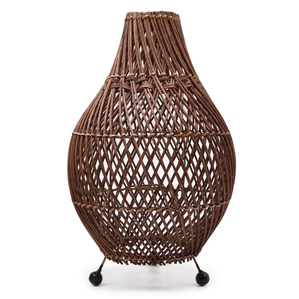 Rattan asztali lámpa UK csatlakozóval sötétbarna