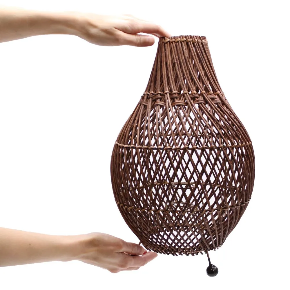 Rattan asztali lámpa UK csatlakozóval sötétbarna
