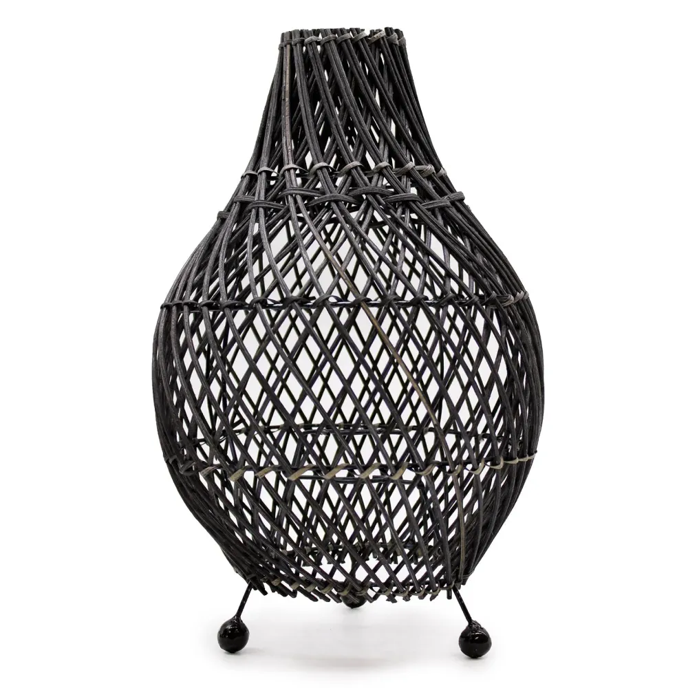 Rattan asztali lámpa fekete UK csatlakozóval