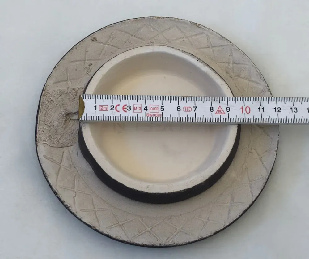 Tisztító csempe grafit szürke, gipszfedél csempézett kályhához, körülbelül 15 cm
