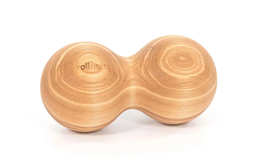 Dupla masszázs golyó - kőrisfa, 10 cm | rollholz
