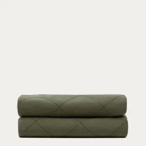 Serla zöld, 100% pamut chenille ágytakaró romboid alakzatokkal 90/135 cm-es ágyhoz