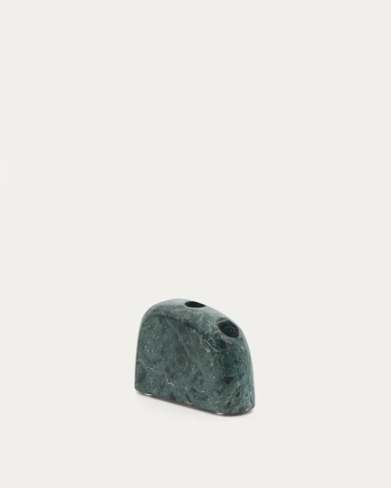 Signe közepes méretű, zöld márvány gyertyatartó, 10 cm