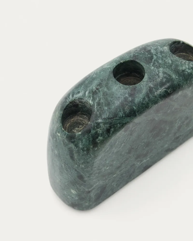 Signe közepes méretű, zöld márvány gyertyatartó, 10 cm
