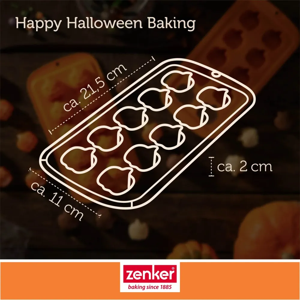ZENKER Praliné és jégkockakészítő forma szilikon mini tökfej formákkal Happy Halloween