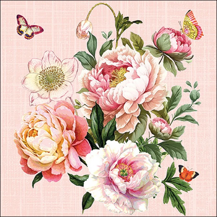 Bazsarózsa csokor háromrétegű papírszalvéta 33x33 cm 20 db-os