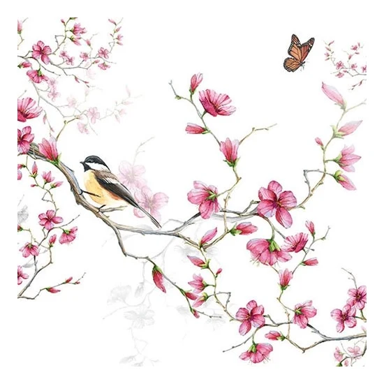 Bird & Blossom white papírszalvéta