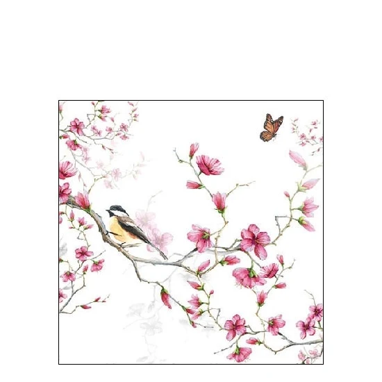 Bird & Blossom white papírszalvéta