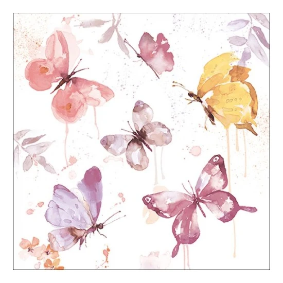 Butterfly Collection Rose papírszalvéta 33x33 cm 20 db-os
