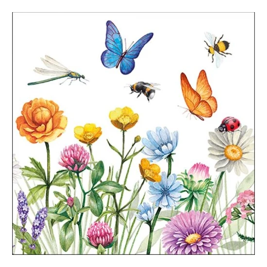 Butterfly Meadow papírszalvéta 33x33 cm 20 db-os