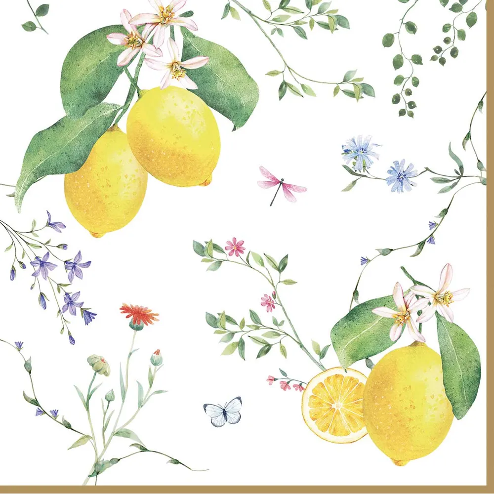 Citrom mintás papírszalvéta 33x33cm Fleurs et Citrons