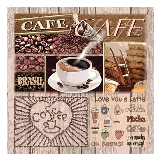 Coffee Variations kávés papírszalvéta 33x33 cm